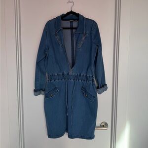 Soho New York & Company Denim Zip-Front Utility Dress Size M